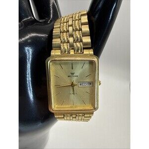 Vintage Waltham Watch XC262G-009 PC33A Gold Tone Day/Date New Battery